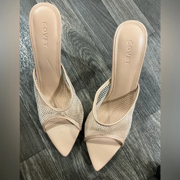 Covet Shoes Lila Nude Mesh Heels/ Chic Mesh Stiletto Heels in Tan size 41 Covet - Picture 4 of 14